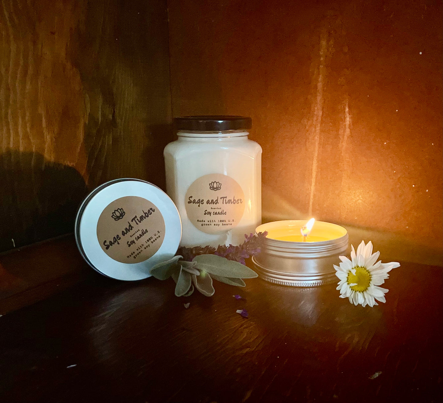 Sage and Timber Scented Soy Candle